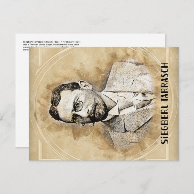Postal Jugador de ajedrez de Siegbert Tarrasch (Anverso / Reverso)