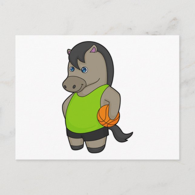 Postal Jugador de baloncesto a caballo Baloncesto (Anverso)