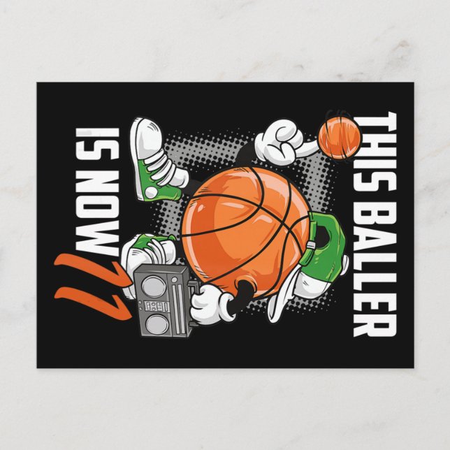 Postal Jugador de Baloncesto Cumpleaños 11 divertido 11 a (Anverso)