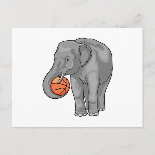 Postal Jugador de Baloncesto Elefante Baloncesto (Anverso)