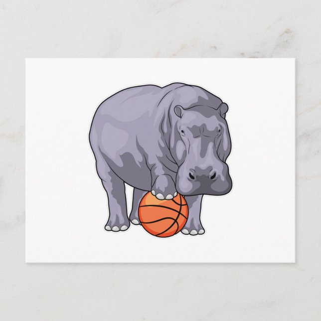 Postal Jugador de Baloncesto Hipopótamo (Anverso)