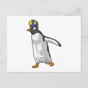 Postal jugador de balonmano Pingüino