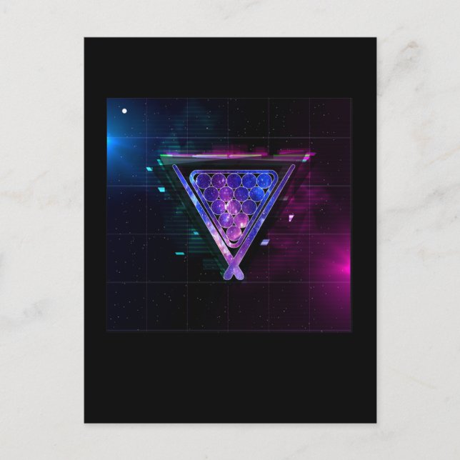 Postal Jugador de Billar Espacial Piscina Bola 8 (Anverso)