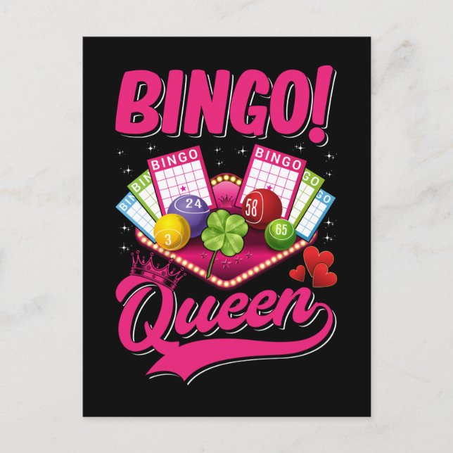 Postal Jugador de Bingo Reina Mujeres Divertidas Bingo Ch (Anverso)