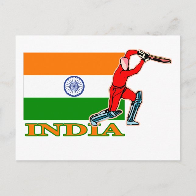 Postal Jugador de Cricket de la India (Anverso)
