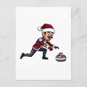 Postal Jugador de Curling Cascanueces Festejo Deportes de