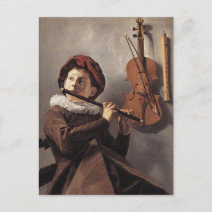 Postal Jugador de flauta por Judith Leyster Postcard