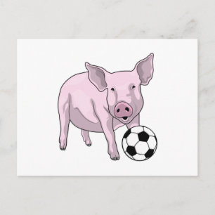 Postal Jugador de fútbol cerdo Fútbol
