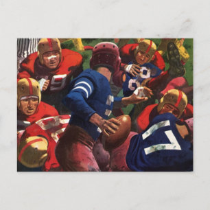 Postal Jugador de fútbol de vintage en el juego