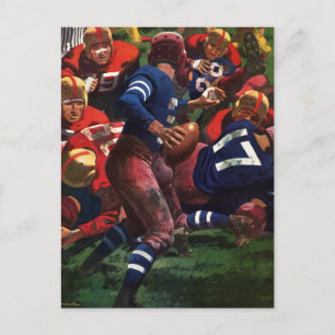 Postal Jugador de fútbol de vintage en el juego