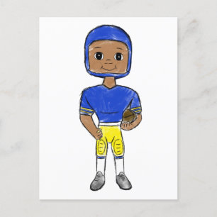 Postal jugador de fútbol retro vintage amarillo azul simp