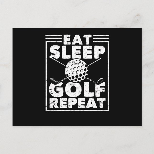 Postal Jugador de Golf Divertido Deporte Comer Dormir (Anverso)