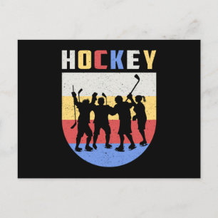 Postal Jugador de hockey de hielo Stick Equipo de retro r