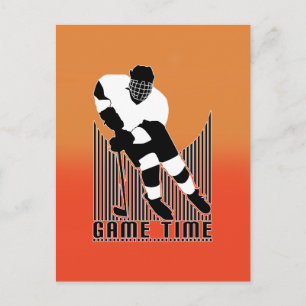 Postal Jugador de Hockey de Tiempo de Juego Naranja Oscur