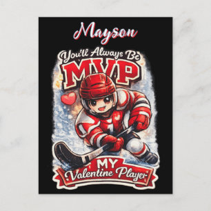 Postal Jugador de Hockey Personalizado MVP Mi Valentín