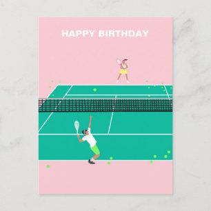 Postal Jugador de Partido de Tenis de Arte Moderno Feliz 