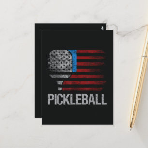 Postal Jugador de Pickleball con Bandera de EE. UU. Amant