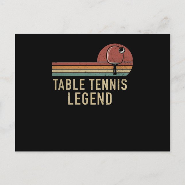 Postal Jugador de ping pong con leyenda de tenis (Anverso)