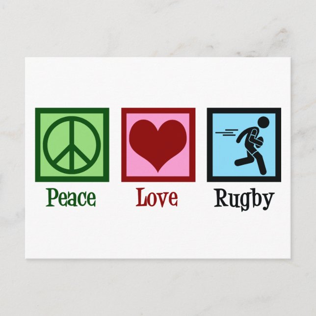 Postal Jugador de Rugby Peace Love (Anverso)