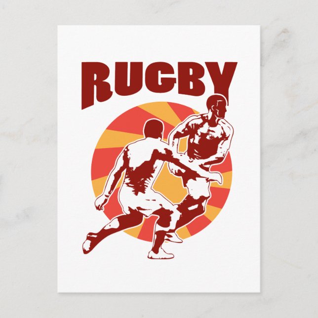 Postal Jugador de rugby que pasa por el estilo retro (Anverso)