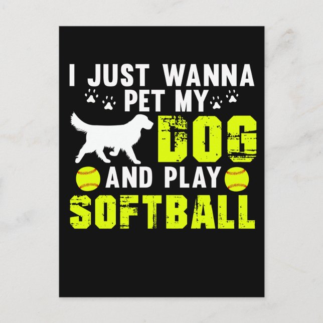 Postal Jugador de Softball amante de los perros (Anverso)