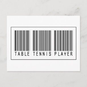 Postal Jugador de tenis de tabla de códigos de barras
