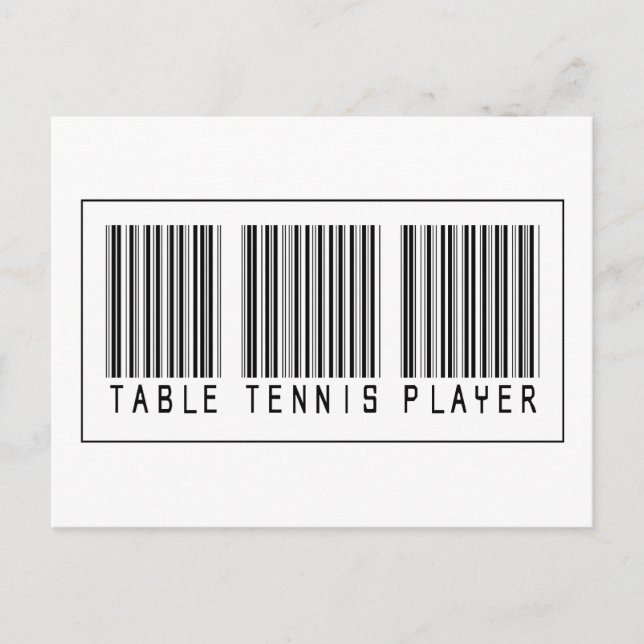 Postal Jugador de tenis de tabla de códigos de barras (Anverso)