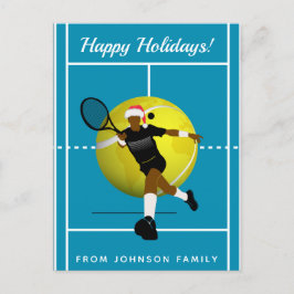 Postal Jugador de tenis Santa Court & Ball Vacaciones fam