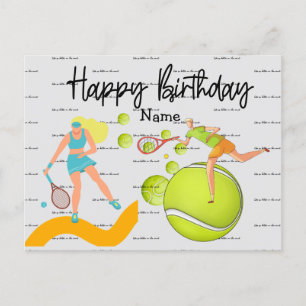 Postal Jugador de tenis tocando Feliz Cumpleaños  