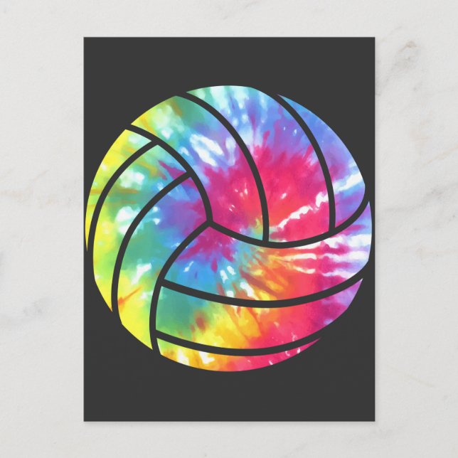Postal Jugador de voleibol hippie colorido (Anverso)