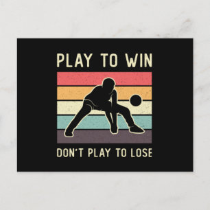 Postal Jugador de voleibol juega para ganar no jugar para