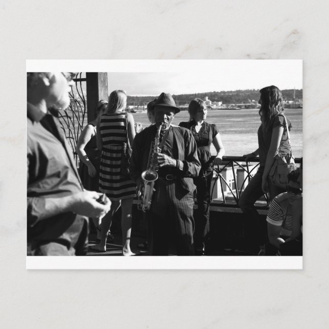 Postal Jugador saxofón (Anverso)