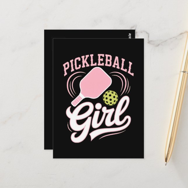 Postal Jugadora de Pickleball Chica (Anverso/Reverso In Situ)