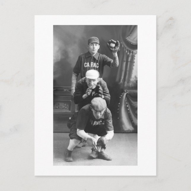 Postal Jugadores de béisbol de época a principios del sig (Anverso)