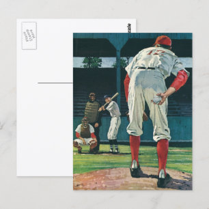 Postal Jugadores de béisbol deportivo vintage lanzador en