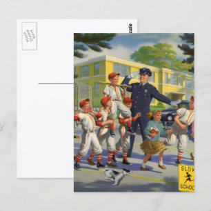 Postal Jugadores de béisbol vintage y guardia de cruce de