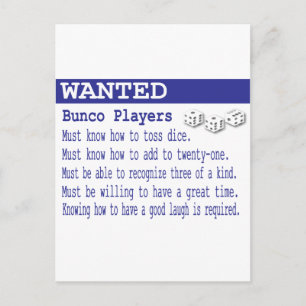 Postal jugadores de bunco buscados
