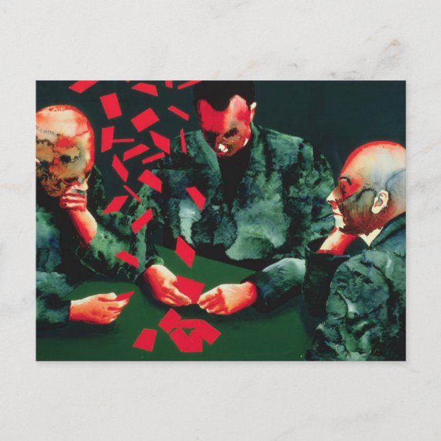 Postal Jugadores de cartas 1987 (Anverso)