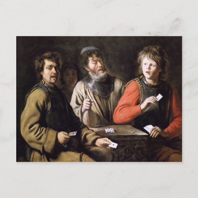 Postal Jugadores de cartas por Jan Steen (Anverso)