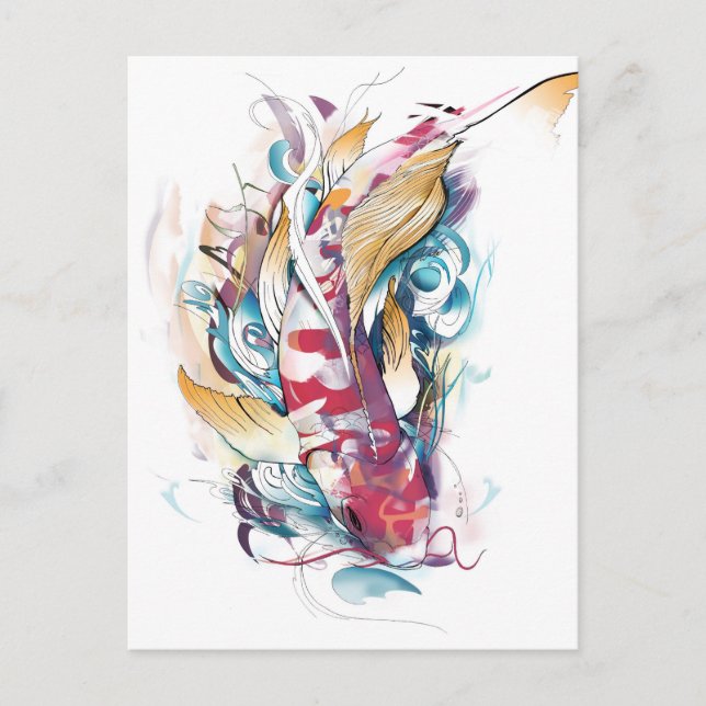 Postal Jugando a Koi (Anverso)