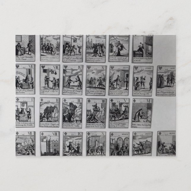 Postal Jugando cartas que representen episodios (Anverso)