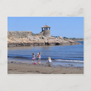 Postal Jugando en la playa en Rockport, MAMÁES