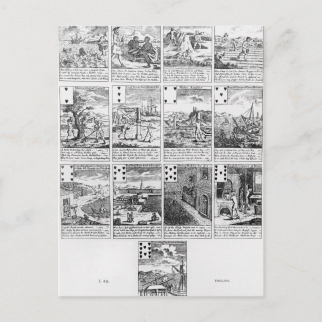 Postal Jugar a las cartas satirizando las aventuras de la (Anverso)