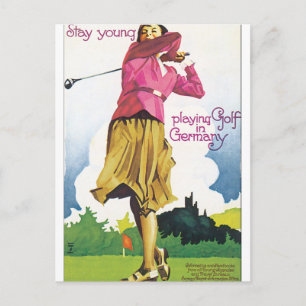 Postal Jugar al golf en Alemania Vintage Travel Poster