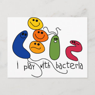Postal Jugar con bacterias