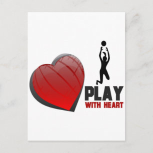 POSTAL JUGAR CON VOLEIBOL DE CORAZÓN