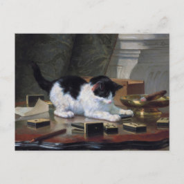 Postal Jugar el gatito de Henriëtte Ronner-Knip