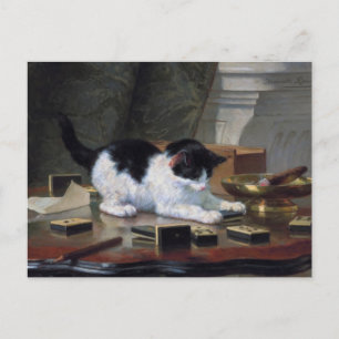 Postal Jugar el gatito de Henriëtte Ronner-Knip