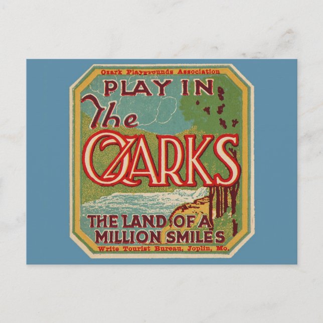 Postal Jugar en la tierra de OZARKS de un millón de sonri (Anverso)