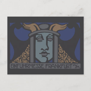 Postal Jugendstil Einfuhrmesse 1919 Fráncfort del Meno